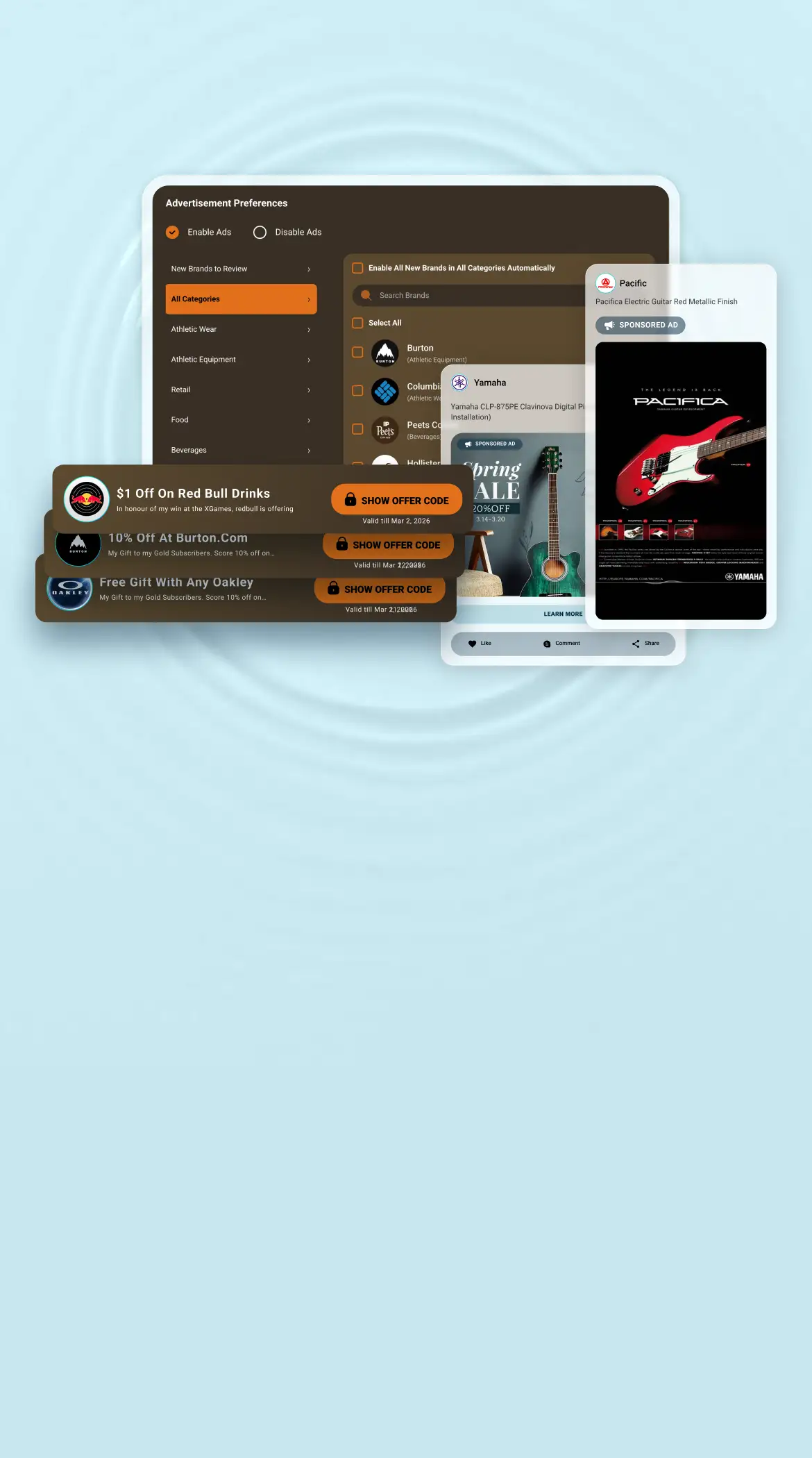 Partner with 3rd party brands to display advertisements and special offers.  You control any advertising that is displayed and get paid directly.