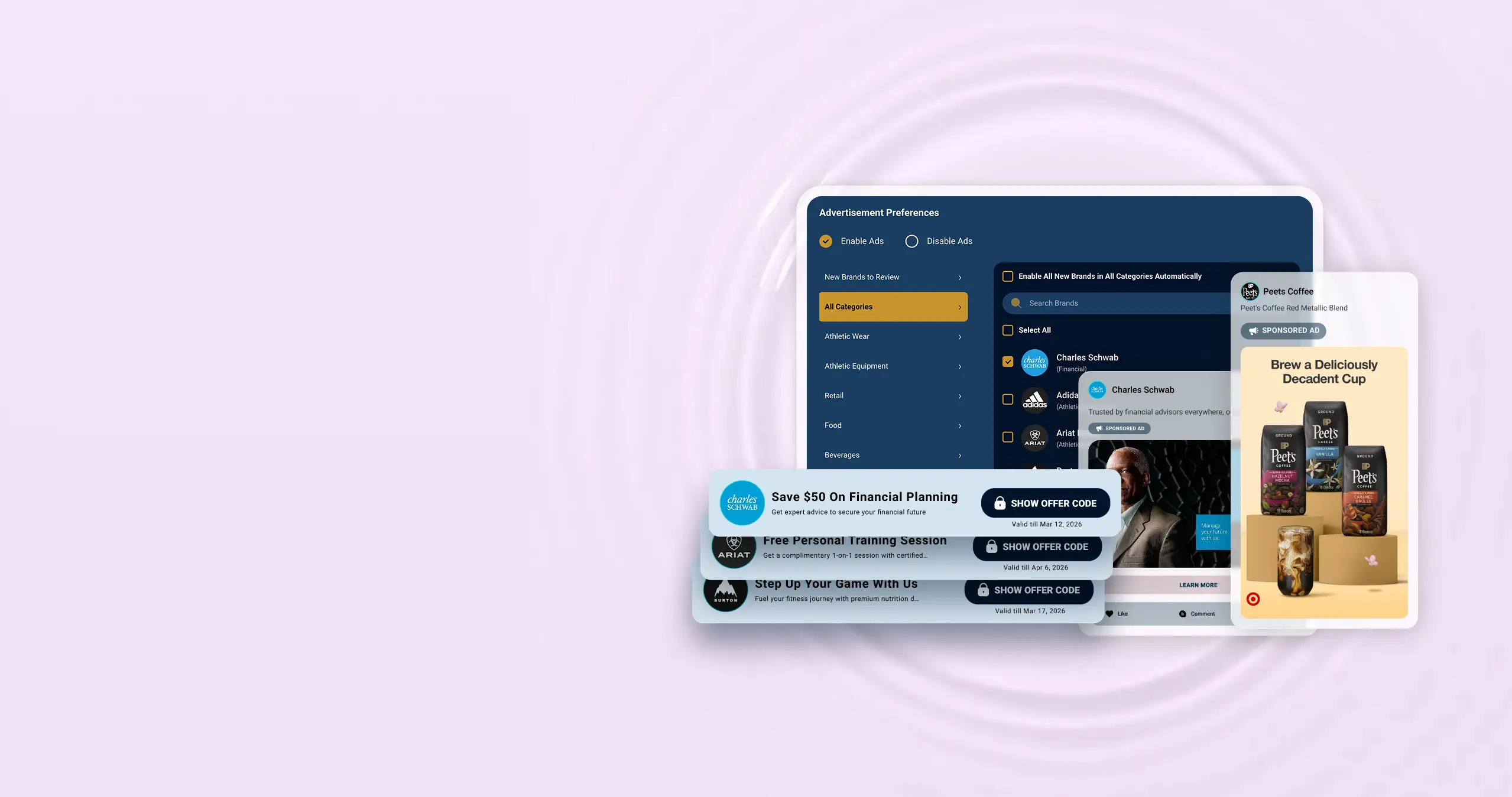 Earn money from brands and earn through ads or special offers for your fans. You control the ad network.