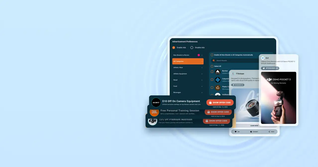 Run your own advertising network to earn money from brands and provide special VIP offers to your fans.