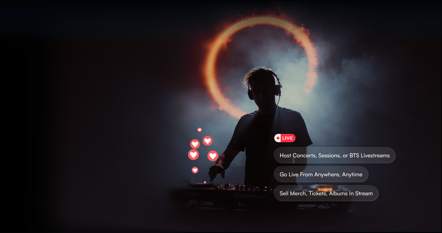 Host live performances or virtual meet-ups with fans. Charge for admission, accept tips and sell merch inside the livestream itself.