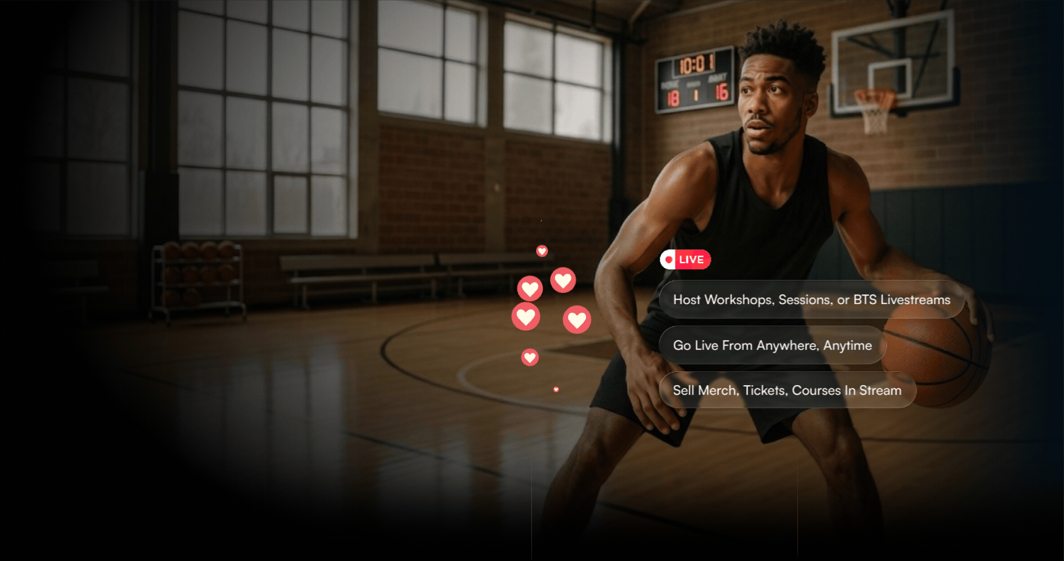 Host live classes, workshops, or conversations and charge fans for access - directly from your own creator platform.