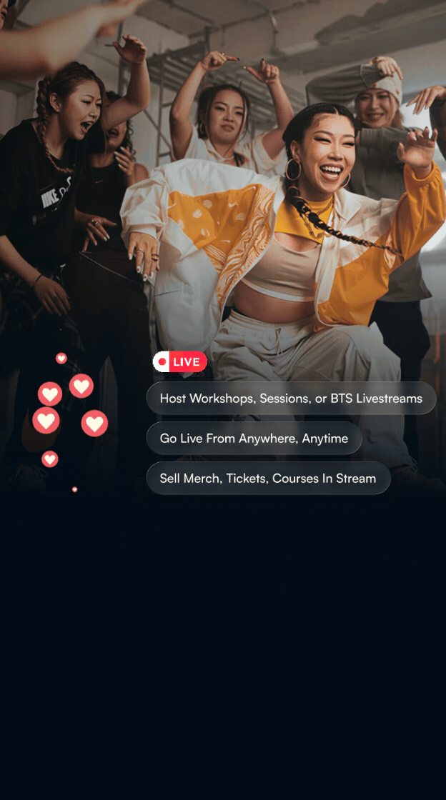Go live with your audience anywhere and anytime. Accept tips and sell your merchandise during the stream.