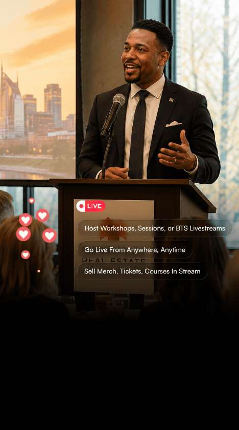 Go live with your audience anywhere and anytime. Accept tips and sell your merchandise and tickets during the stream.